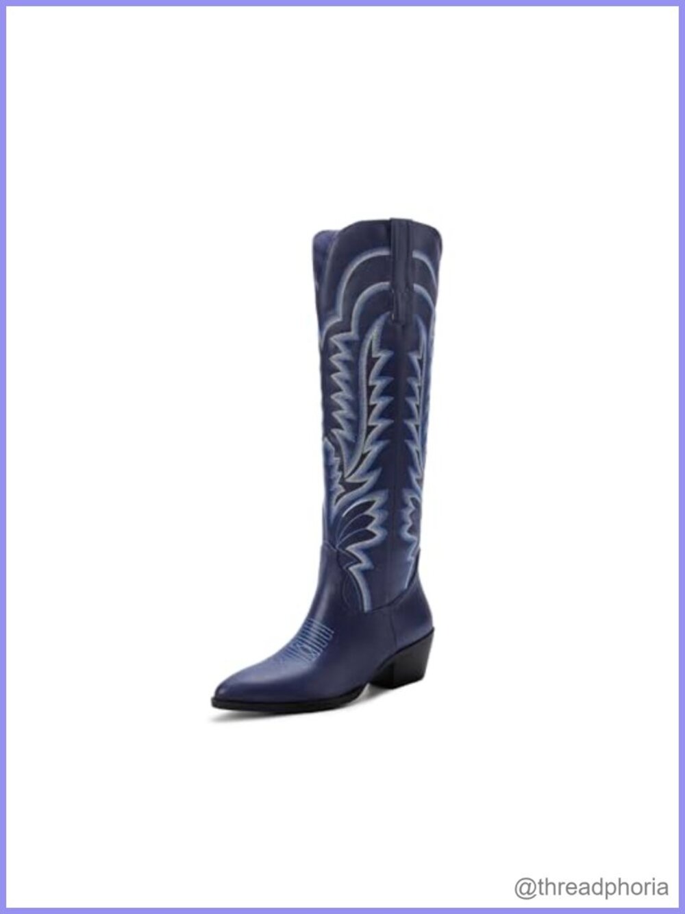 Knee High Cowboy Boots Pointed Toe Chunky Heel Western Womens PU Leather Suede